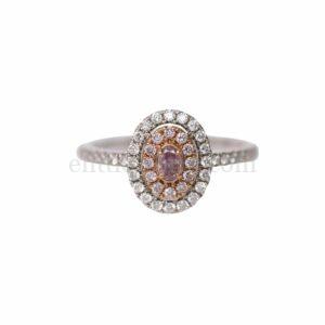 【未使用品】18K 白金玫瑰金粉紅和白鑽石戒指 E18861