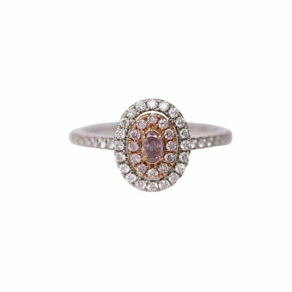 【未使用品】18K 白金玫瑰金粉紅和白鑽石戒指 E18861