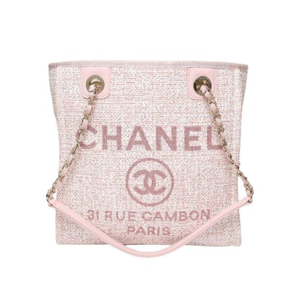 直播編號 20 : 【二手】CHANEL DEAUVILLE 小號購物袋 A66939 E17746