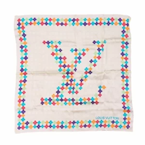 250306 直播編號 1 : 【二手】LOUIS VUITTON X TAKASHI MURAKAMI 花卉印花絲巾 401910 E22117