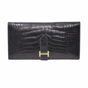 250327 直播編號 20 : 【二手】HERMES BEARN 鱷魚皮長錢包 E19951