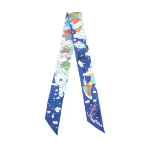 250327 直播編號 3 : 【全新】HERMES SUR MON NUAGE TWILLY 絲巾 E21650