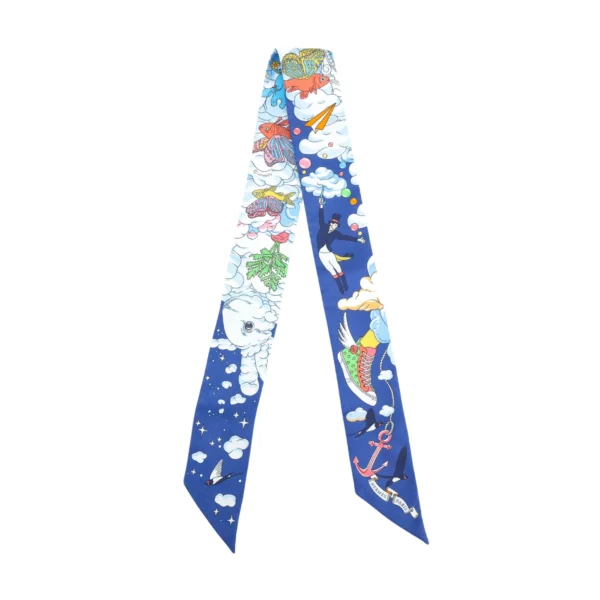 250327 直播編號 3 : 【全新】HERMES SUR MON NUAGE TWILLY 絲巾 E21650