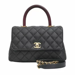 250327 直播編號 35 : 【二手】CHANEL 帶頂部提把的翻蓋手袋 A92990 E22353