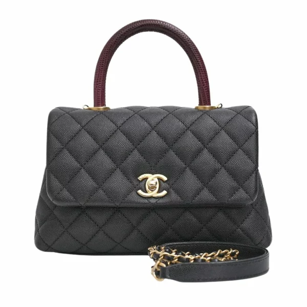 250327 直播編號 35 : 【二手】CHANEL 帶頂部提把的翻蓋手袋 A92990 E22353