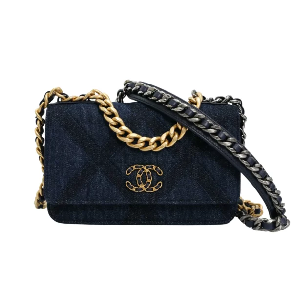 250327 直播編號 37 : 【未使用品】CHANEL 19 牛仔布鏈條錢包 AP0957 E22070