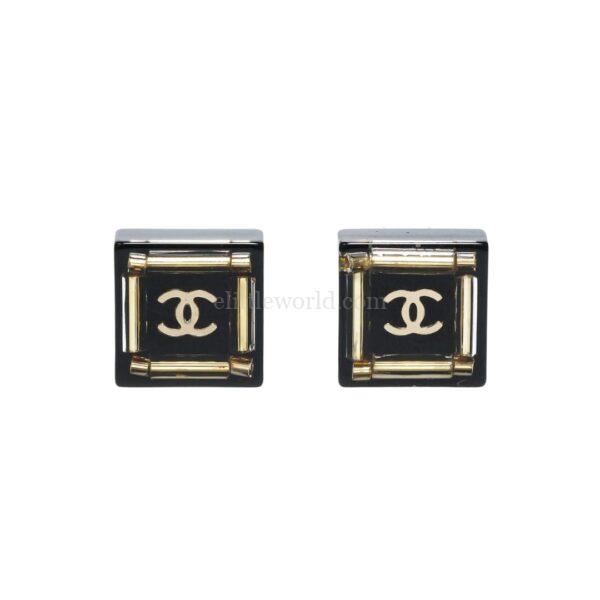 直播編號 4 : 【二手】CHANEL CC 樹脂方形耳環 E17782