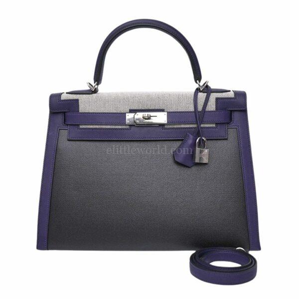 直播編號 50 : 【二手】HERMES 限定版 KELLY 32 帆布手袋 R799 E18253