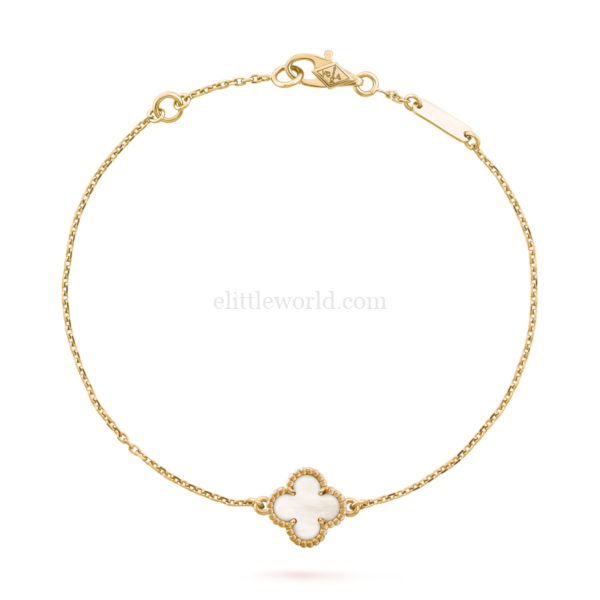 直播編號 9 :【全新】VAN CLEEF & ARPELS SWEET ALHAMBRA 白貝母手鏈 E19263