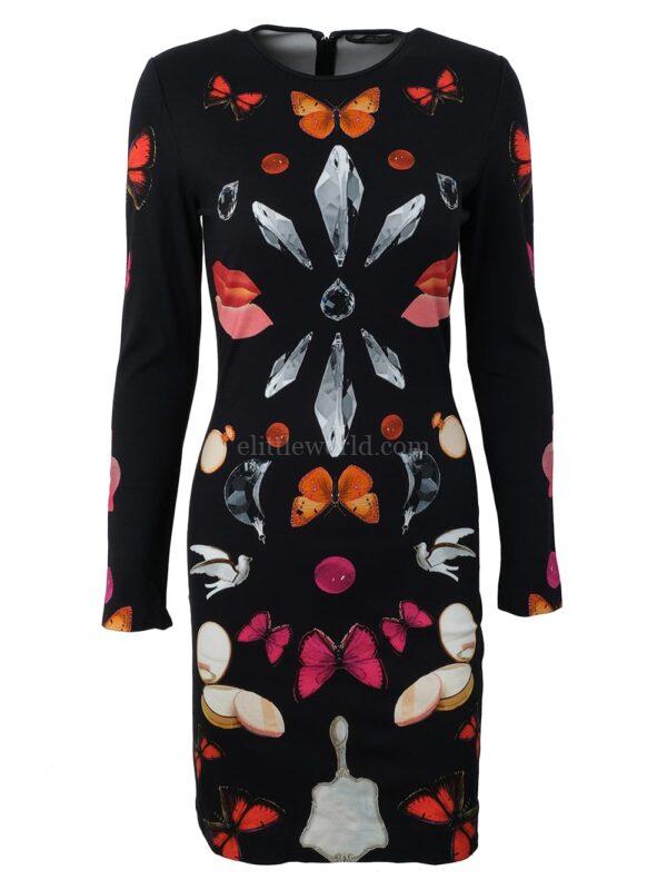 【二手】ALEXANDER MCQUEEN 圖案印花合身連衣裙 40