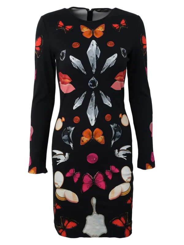 【二手】ALEXANDER MCQUEEN 圖案印花合身連衣裙 40 BC1594