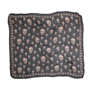 【二手】ALEXANDER MCQUEEN 骷顱頭印花真絲圍巾 E16385