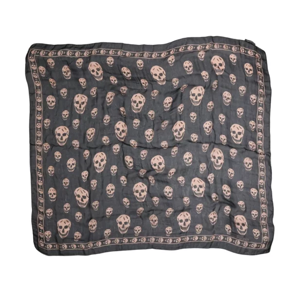 【二手】ALEXANDER MCQUEEN 骷顱頭印花真絲圍巾 E16385