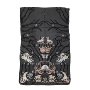 【全新】ALEXANDER MCQUEEN 骷顱頭印花真絲圍巾 E21100