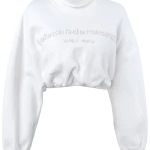 【二手】ALEXANDER WANG LOGO 貼花短款衛衣 XS