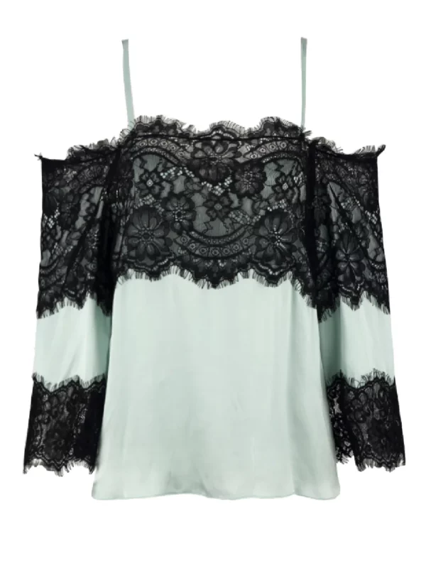 【二手】ALICE + OLIVIA 蕾絲拼接細肩帶上衣 M