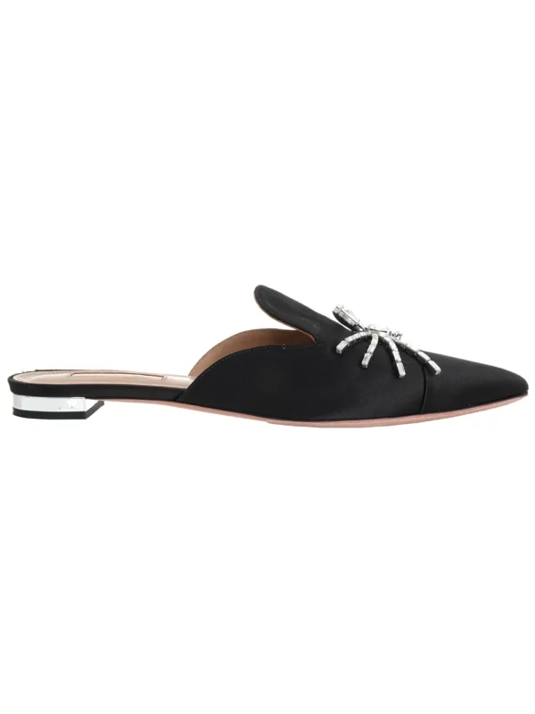 【二手】AQUAZZURA 晶飾緞面穆勒鞋 37.5