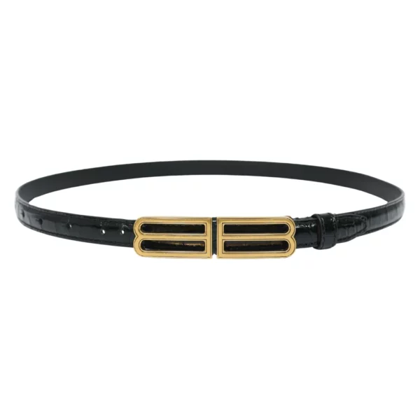 【二手】BALENCIAGA BB 鱷魚皮壓紋革腰帶 15MM 70 E19054