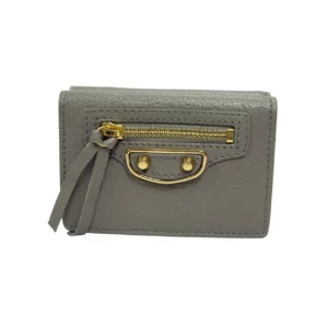 【二手】BALENCIAGA 灰杏色 多摺 迷你錢包 PD1717