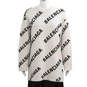 【二手】BALENCIAGA 通體標誌圓領毛衣 XS E18704