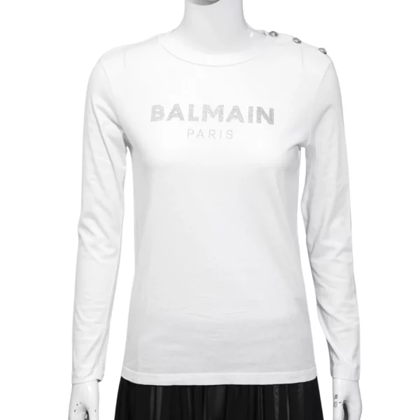 【全新】BALMAIN 銀色紐扣標誌兒童T恤12A E18165