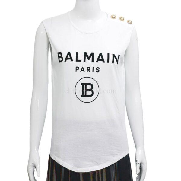 【全新】BALMAIN 白色無袖 T 卹 34 E18172