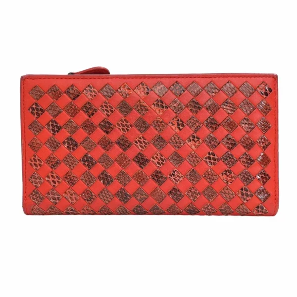 【二手】BOTTEGA VENETA 蟒蛇皮壓紋長錢包 E22093