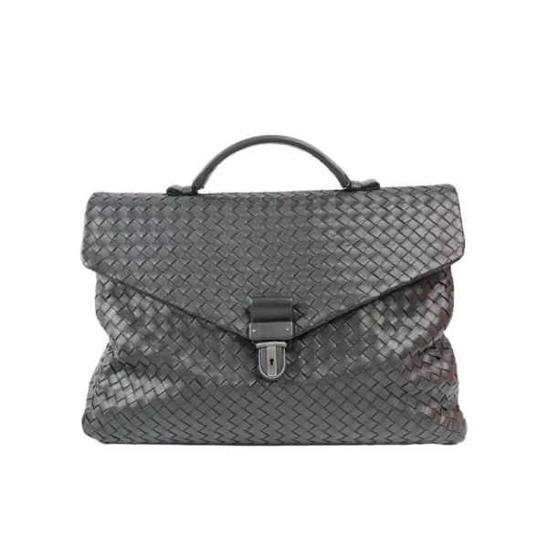 【二手】BOTTEGA VENETA POINT 牛皮黑色手提袋 PD1981