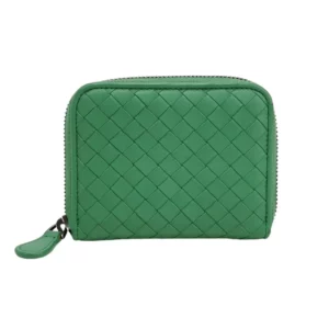 【二手】BOTTEGA VENETA ROMA 羊皮綠色零錢包 PD1644