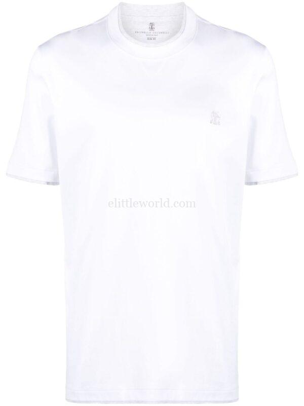 【二手】BRUNELLO CUCINELLI LOGO 刺繡分層式T恤 M