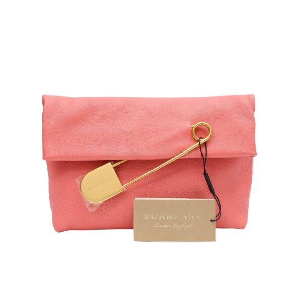 【全新】BURBERRY 皮革手拿包 粉紅色 E14678