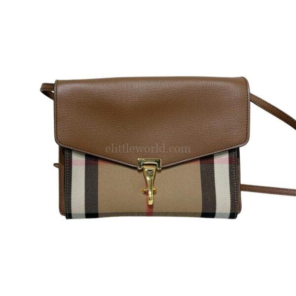 【二手】BURBERRY 焦糖色格紋郵差包 PD2096