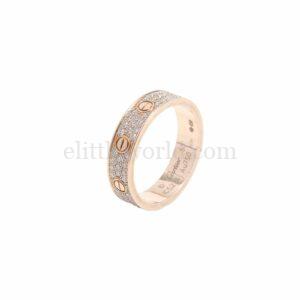 【二手】CARTIER LOVE 18K玫瑰金密鑲鑽石戒指 53 VV2214