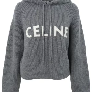 【二手】CELINE 羅紋羊毛連帽套頭衫 S