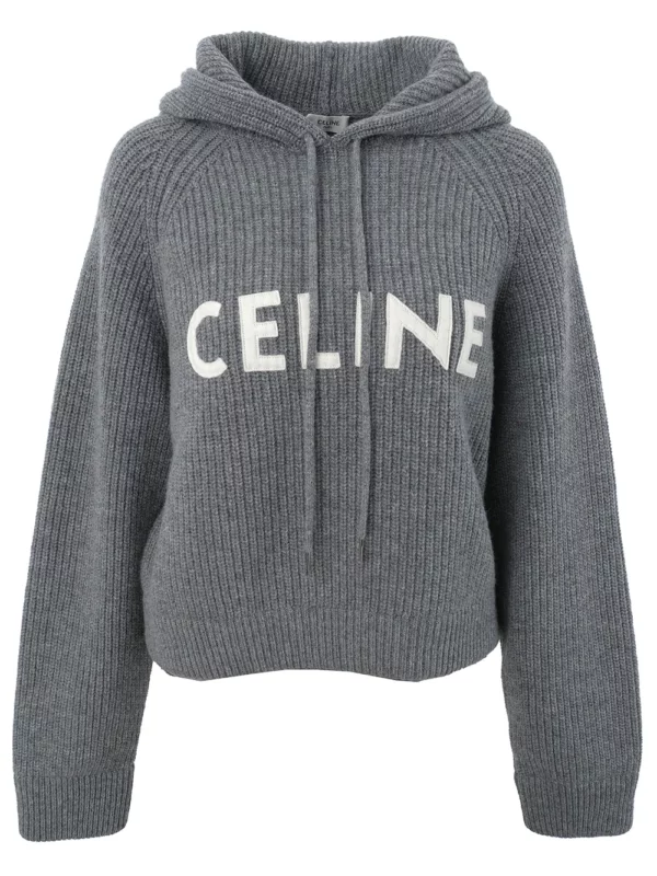 【二手】CELINE 羅紋羊毛連帽套頭衫 S