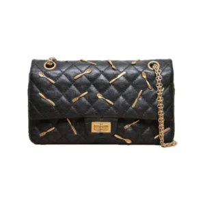 【二手】CHANEL 2.55 經典限量刀叉襟章黑色斜挎包 PD1303
