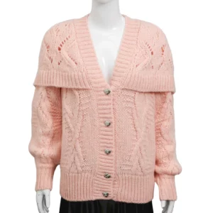【未使用品】CHANEL 羊駝毛粗針織開襟衫 34 E22714