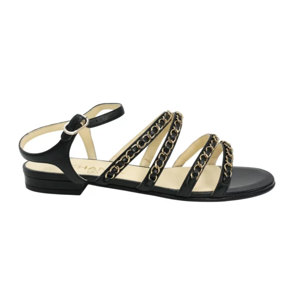 【全新】CHANEL 鏈條涼鞋 37.5 E22144