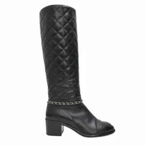 【二手】CHANEL 高跟長靴 37.5 G35090 E21927