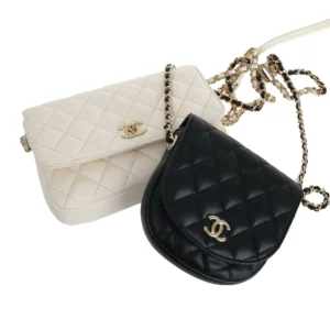 【二手】CHANEL 雙鏈條皮革字母包