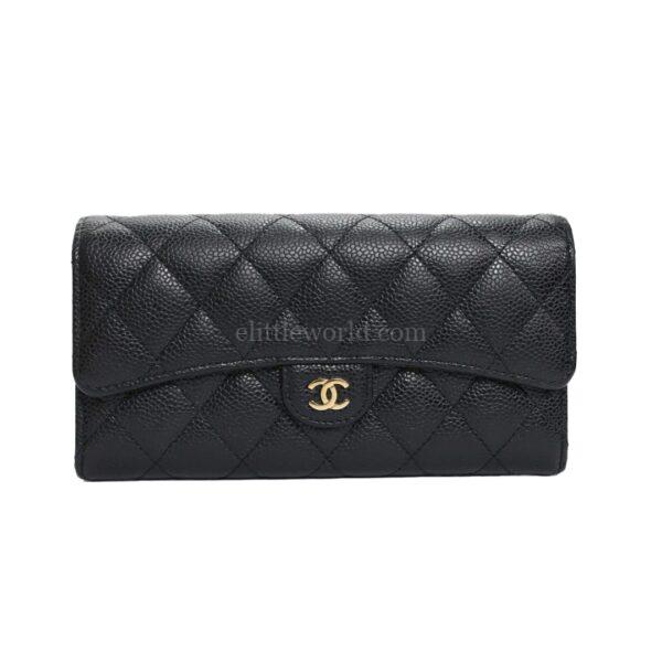 【二手】CHANEL 經典垂蓋長錢包 A80758 E19584