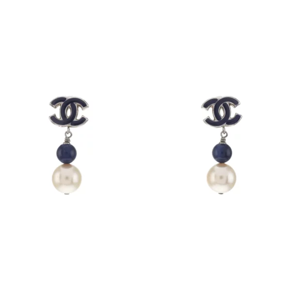 【二手】CHANEL CC 珍珠吊墜耳環 A85573 RR1326