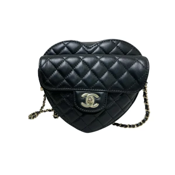 【二手】 CHANEL CC IN LOVE HEART 黑金愛心包 PD1932