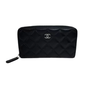 【二手】 CHANEL CC 黑銀配色 拉鍊錢包 PD1252