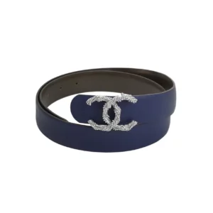 【二手】CHANEL CC 藍色皮帶 PD1279