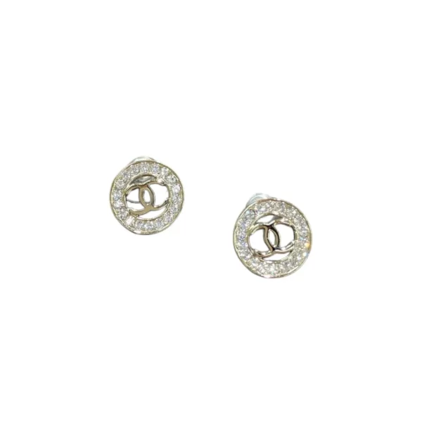 【未使用品】CHANEL CC 圓鑽耳釘 PD1662