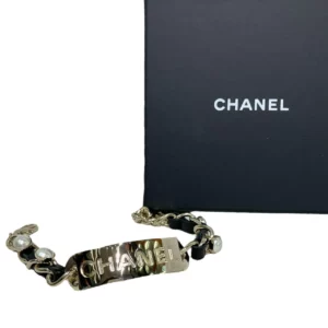 【二手】CHANEL CC 字母皮穿鏈手鏈 PD1864