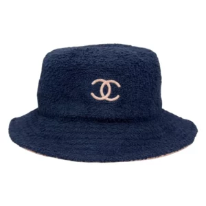 【二手】CHANEL CC 深藍拼粉紅 漁夫帽 PD1904