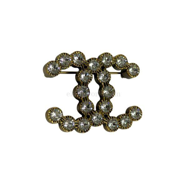 【二手】CHANEL CC 水鑽胸針 VV1870