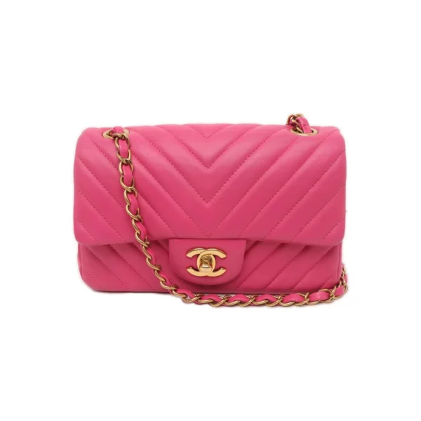 【二手】CHANEL CLASSIC FLAP 迷你手袋 玫瑰紅 PD1057
